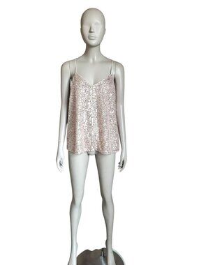 Loft Rose Pink and Silver Sequin Tank Top